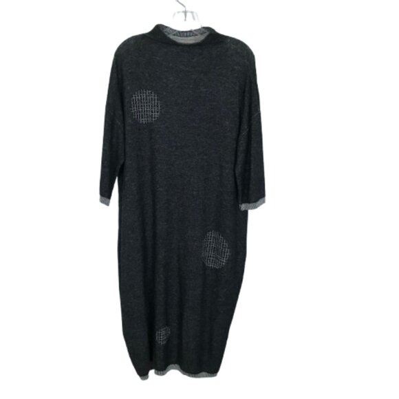 NWT XZY by Xiaoyan Lin Dark Gray 100% Pure Wool Abstract Modern Midi Dress NEW - Picture 2 of 6